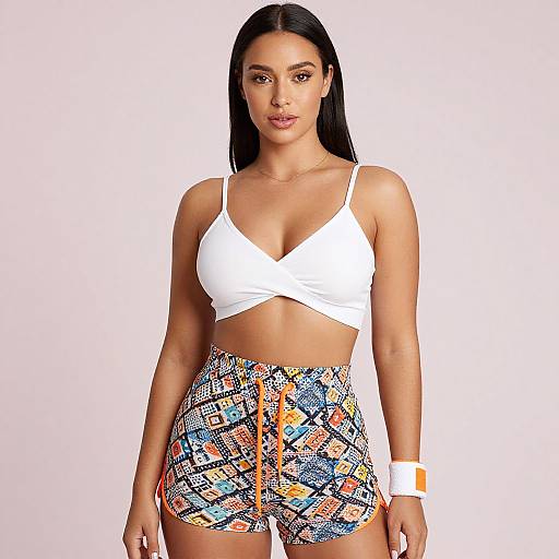 Sporty Casual Woman in Geometric Shorts