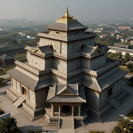 Elegant Geometric Ancient Temple Depthmap