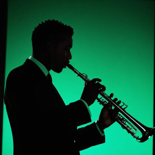 Jazz Flutist Silhouette in Green Light