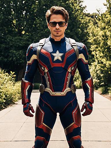 Man in Avengers Quantum Suit Costume Outdoors