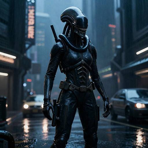 Ellen Ripley in Futuristic Neon City