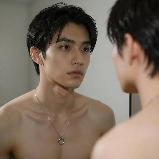 Serious Reflection of Young Men in Sunlight