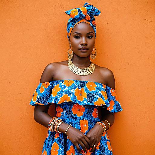 Elegant African Woman in Vibrant Kitenge Dress