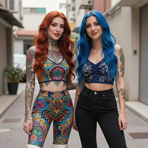 Vibrant Urban Duo in Colorful Fashion