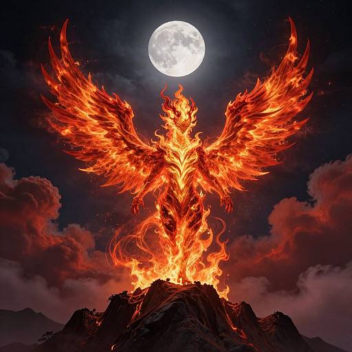 Majestic Fire Spirit Infrit at Night