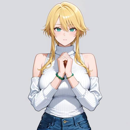 Elegant Solo Girl with Flaxen Hair Elegant Solo Girl with Flaxen Hair