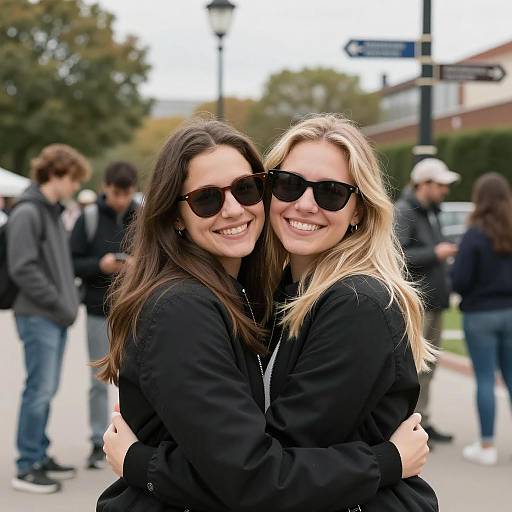 Outdoor Embrace Between Two Friends