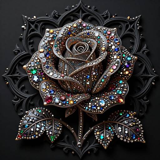 3D Gothic Ornate Rhinestone Rose