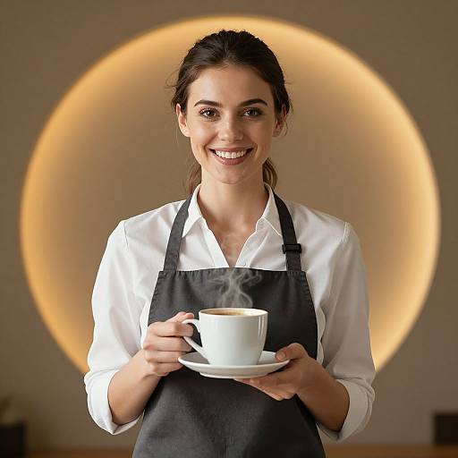 Smiling Woman with Coffee Mug