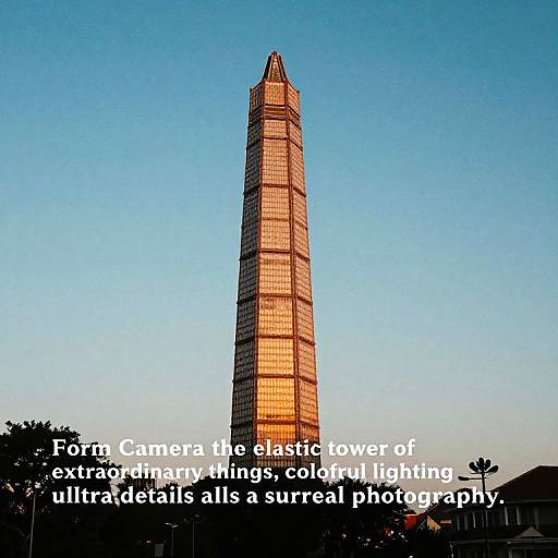 Photograph of the Forth Camera, an iconic, illuminated, glass-covered tower against a clear blue sky, with text overlay describing its architectural features.