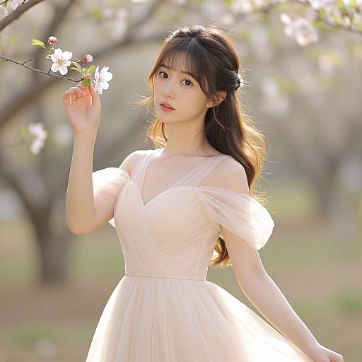 Serene Elegance in Blossom Garden