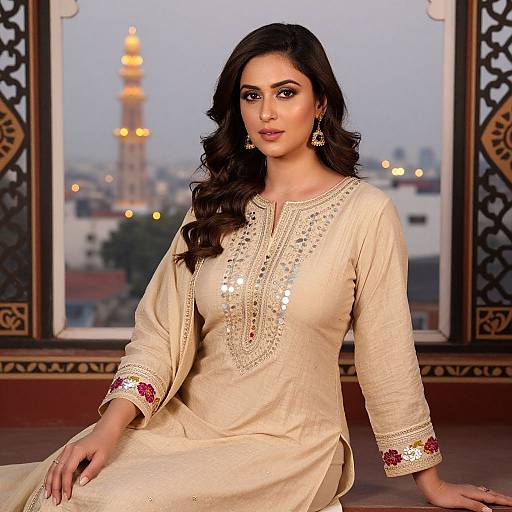 Elegant Woman on Delhi Rooftop