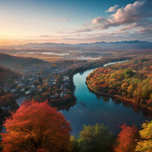 Autumn Landscape with Old Stone Villages