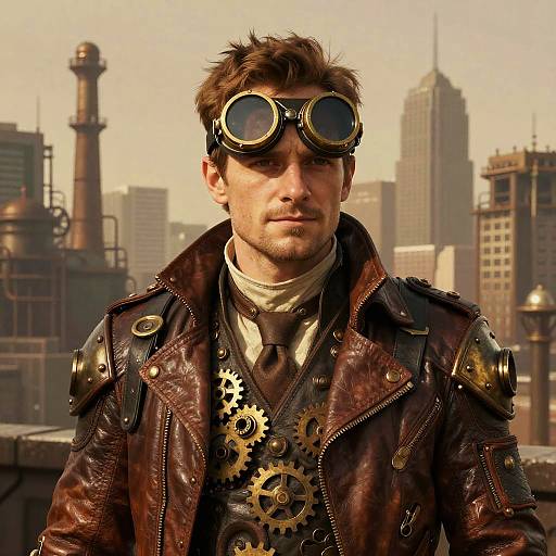 Steampunk Adventurer Portrait in Sepia