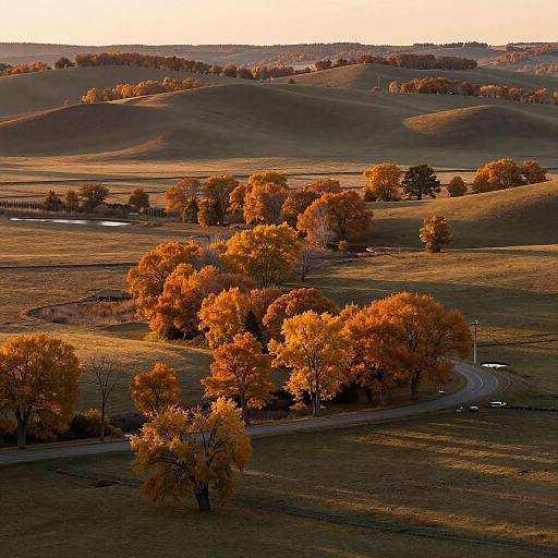 Golden Hour Autumn Meadow Landscape
