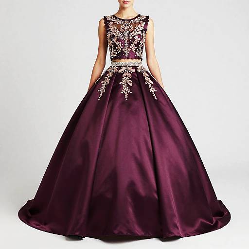 Deep Plum Two-Piece Satin Ball Gown