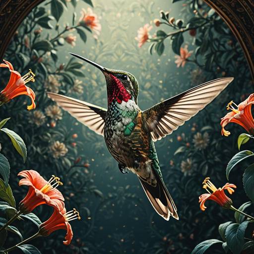 Hummingbird with Floral Background