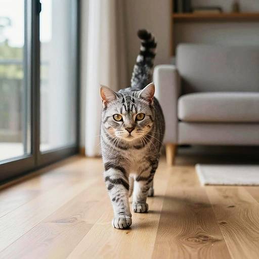 Confident Striped Silver Shorthair Cat