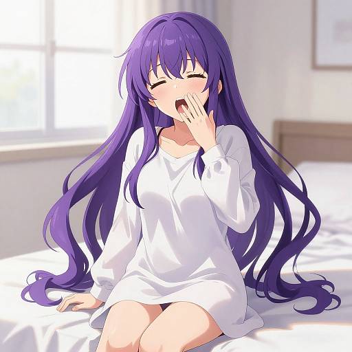 Anime Girl Waking Up Illustration