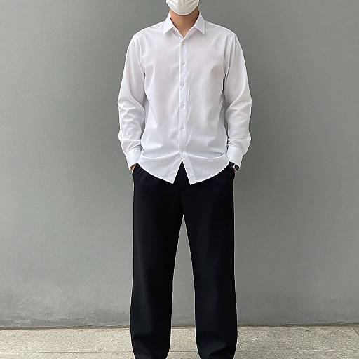 Man in Mask with Hands in Pockets