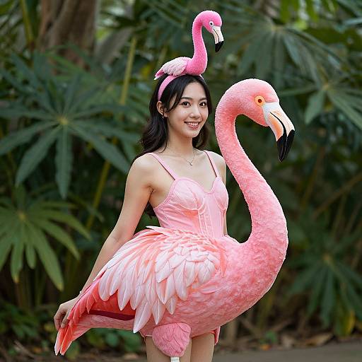 Woman in Flamingo Costume