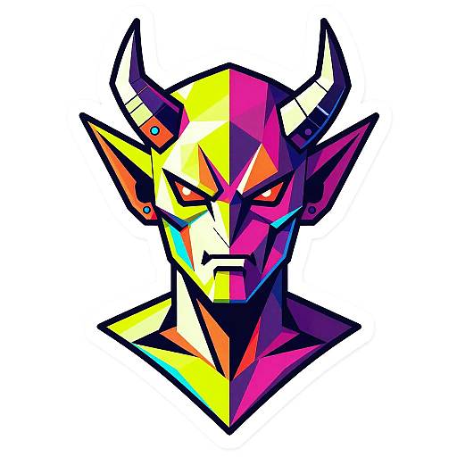 Geometric Mechashot Devil Sticker