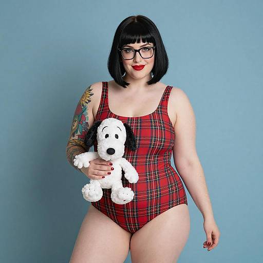 Curvy Woman with Snoopy and Tattoos