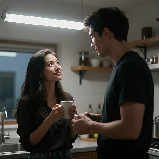 Quiet Moment in Fluorescent Kitchen