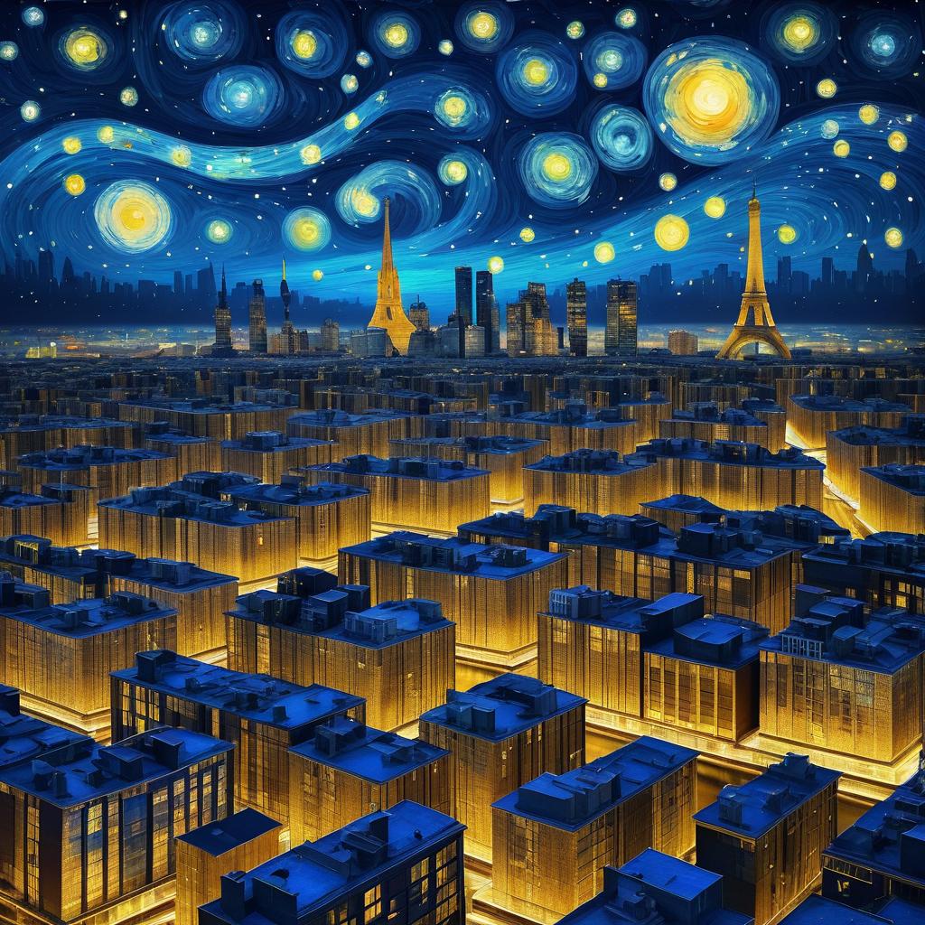 Modern City Skyline under Starry Night