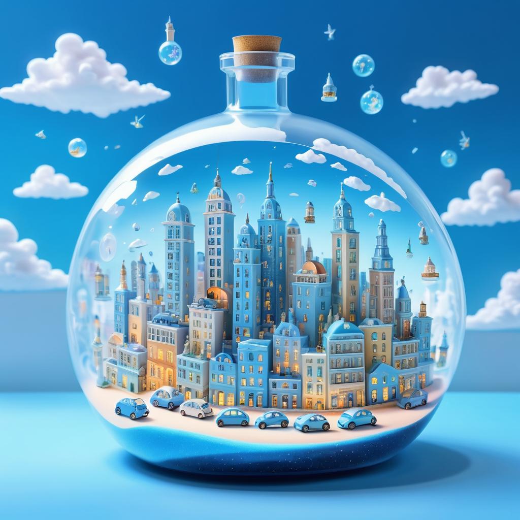 Dreamlike City in a Bottle Art