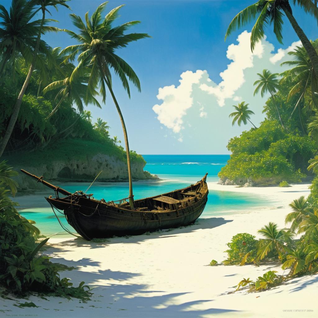 Pirate Shipwreck on Tropical Island