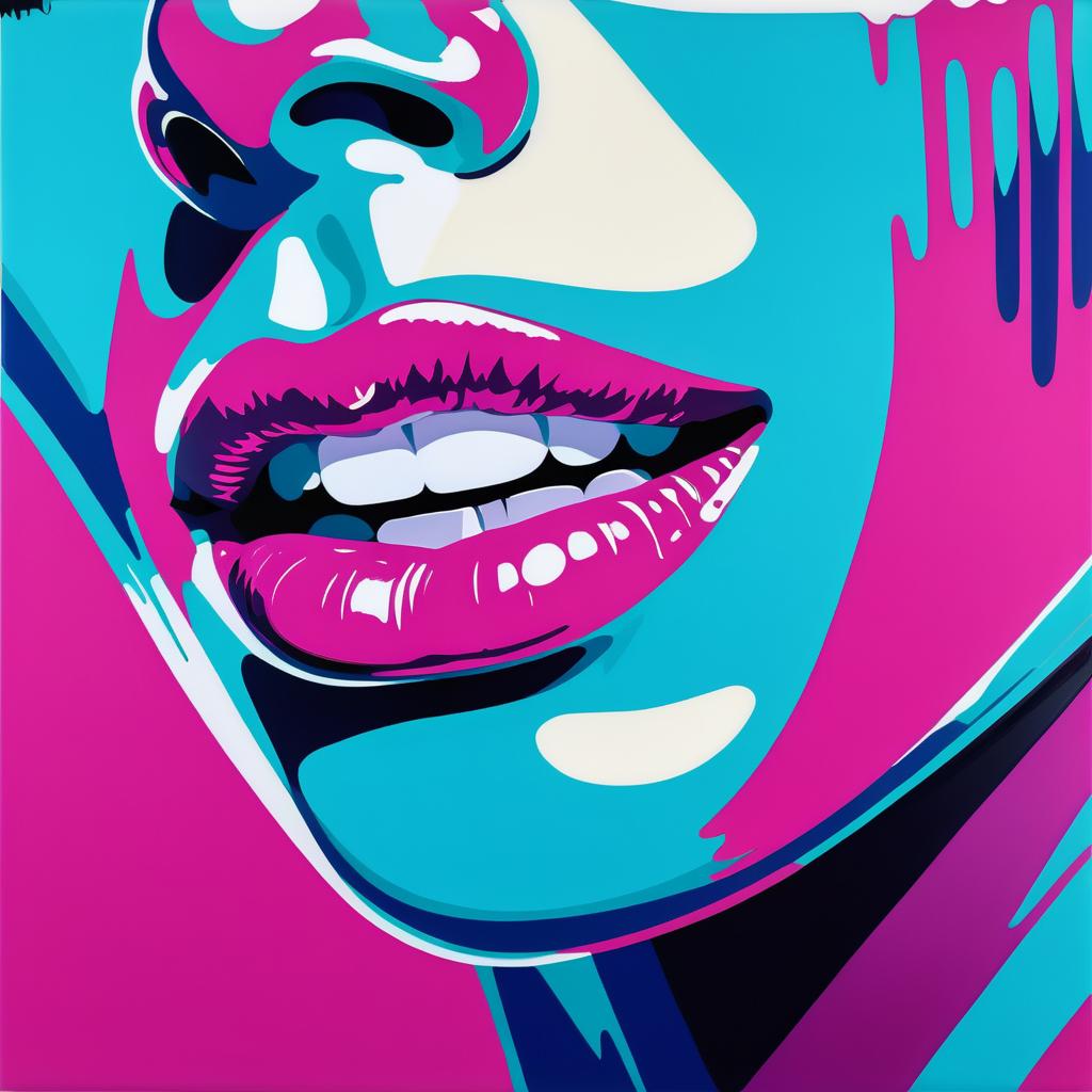 Vibrant Pop Art with Glossy Fuchsia Lips