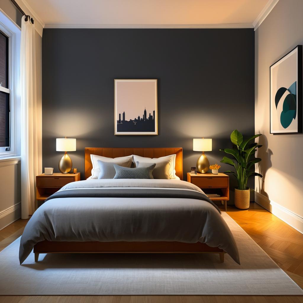 Intimate New York Bedroom at Night