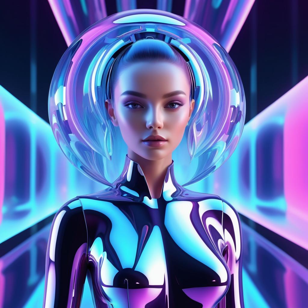 Futuristic Iridescent Woman in 3D