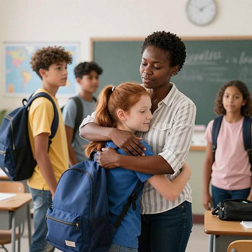 Diverse Classroom Embracing Learning Moments