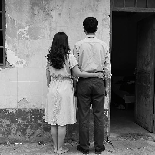 Intimate Moment Against a Crumbling Wall