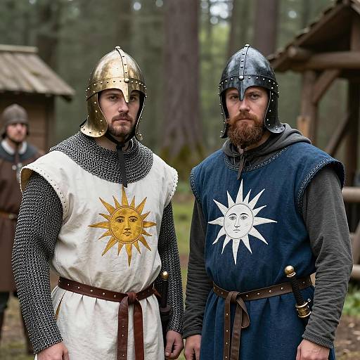 Dramatic Medieval Warriors in Enchanted Forest