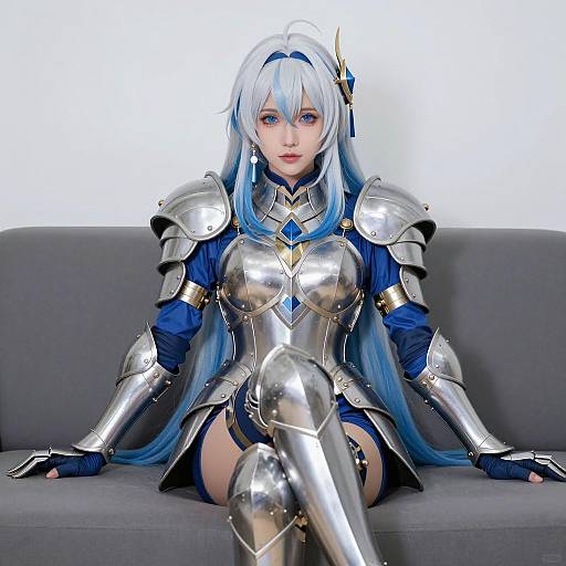 Solo Armored Girl with Blue Eyes