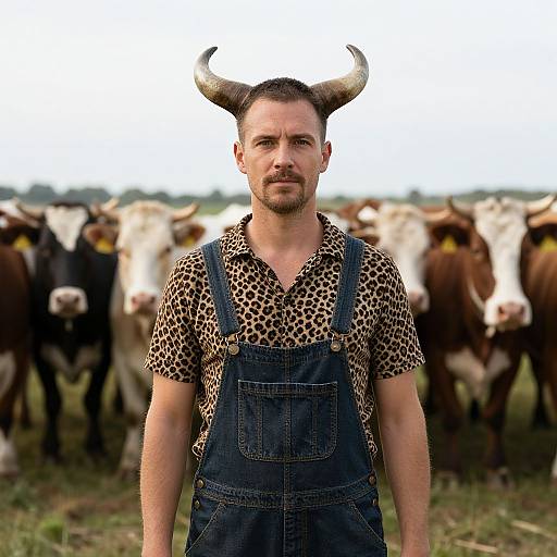 Man with Horns and Leopard Shirt