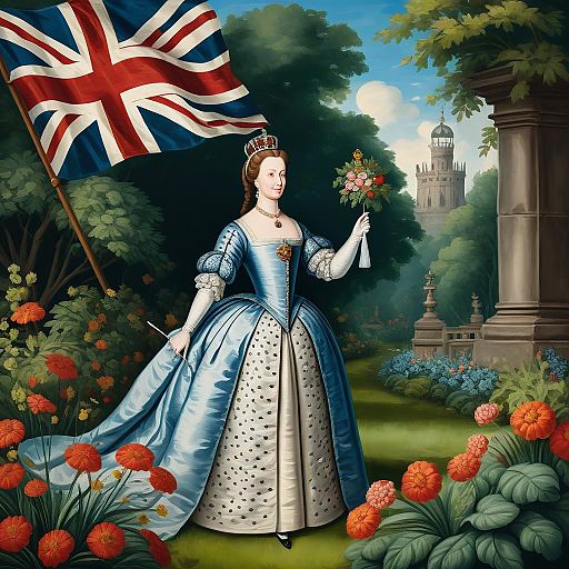 17th Century Queen in Lush Garden