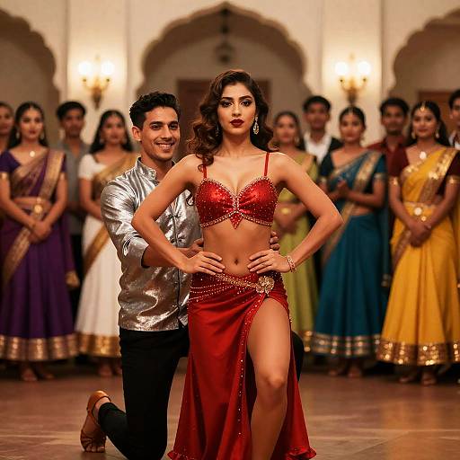 Vibrant Dance Scene with Central Dancer