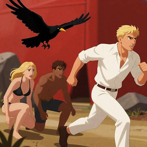 Dynamic Post-Apocalyptic Scene Illustration