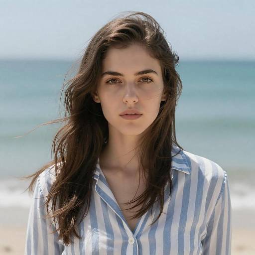 Serious Young Woman by the Ocean