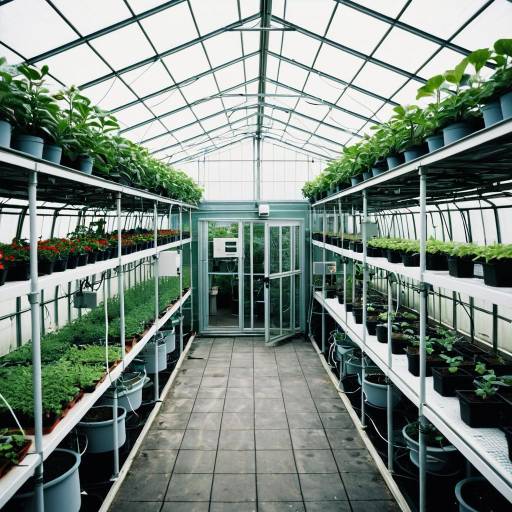 Modern Greenhouse Interior with Plants