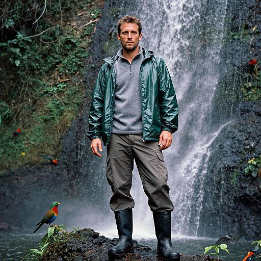 Adventurous Man in Rainforest Gear
