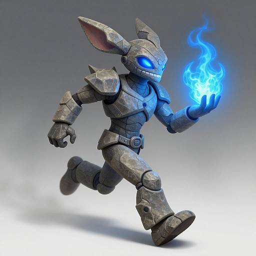 Blue Flame Heart Fantasy Creature