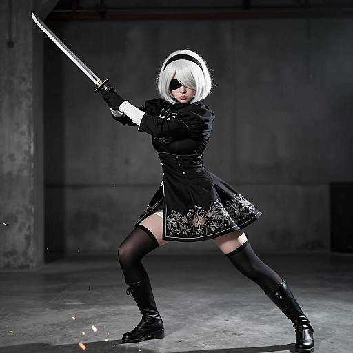 Dynamic Cosplayer in Anime-Style Outfit