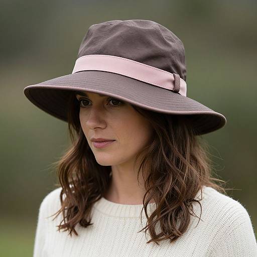 Woman in Pink Band Waxed Rain Hat