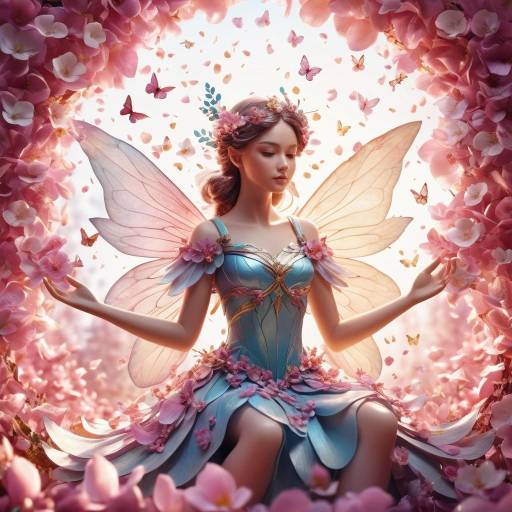 Whimsical Flower Petal Fairy Artwork