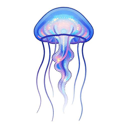 Intricate Bioluminescent Jellyfish ASCII Art